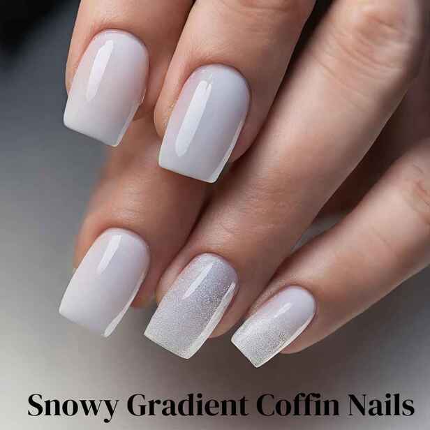 Snowy Gradient Coffin Nails