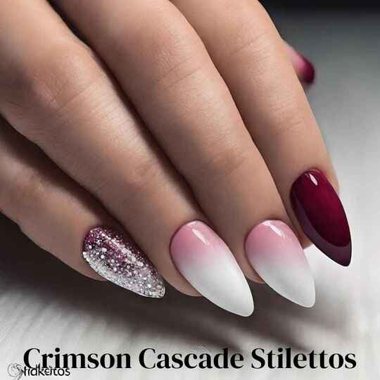 Crimson Cascade Stilettos